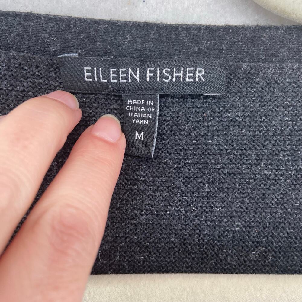 Eileen Fisher Gray Cotton‎ Linen Sweater Size Medium - Picture 2 of 6